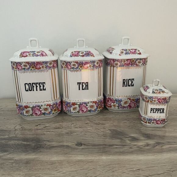 Vintage MZ Altrohlau Czechoslovakia CMR coffe Tea Canister set kerag Carlsbad - Picture 1 of 16